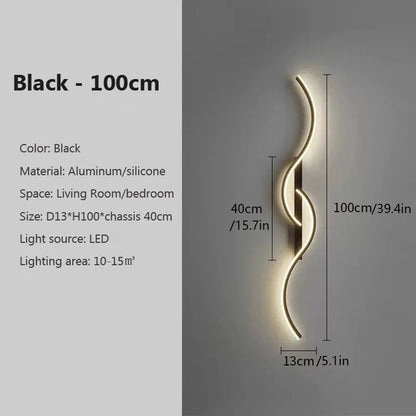 Modern LED Wall Lamp Minimalist Long-Strip Lighting Fixture for Tv Background Lighting in Living Room Bedside Lighting Bedroom
