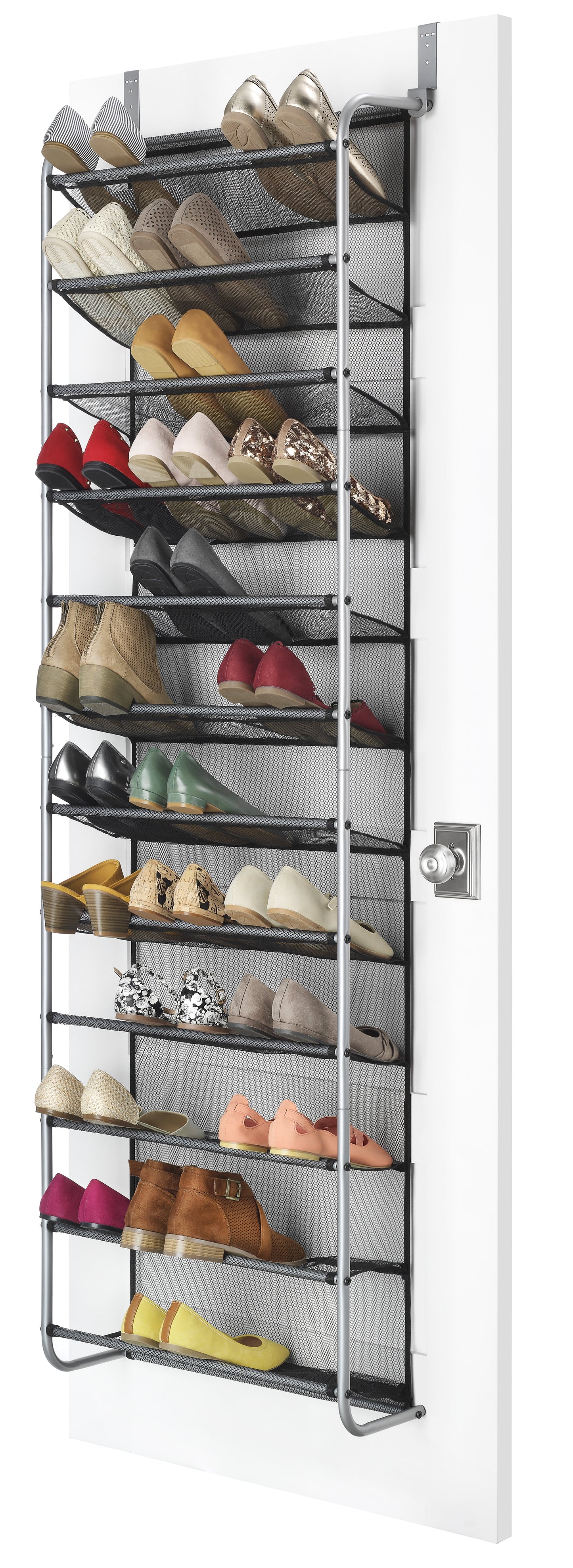 Over-The-Door Shoe Rack, Fits up to 36 Pairs, Space Saving, Mesh Lined, Tear Resistant