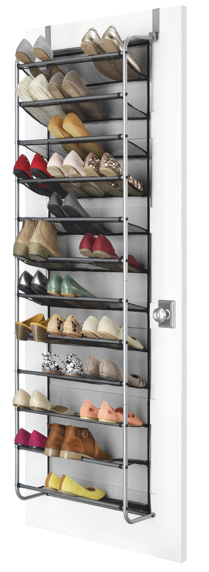 Over-The-Door Shoe Rack, Fits up to 36 Pairs, Space Saving, Mesh Lined, Tear Resistant