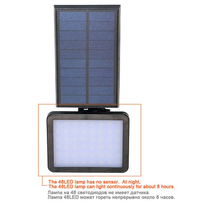 Solar Power Lamp 48 Leds Solar Street Light for Outdoor Garden Wall Yard LED Security Lighting Adustable Lighting Angle 280Lm