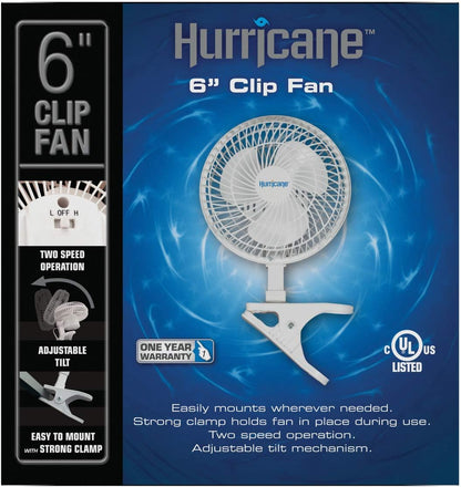 Classic Clip Fan with Tilt, 2 Speeds, White, 6In