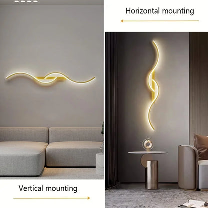 Modern LED Wall Lamp Minimalist Long-Strip Lighting Fixture for Tv Background Lighting in Living Room Bedside Lighting Bedroom