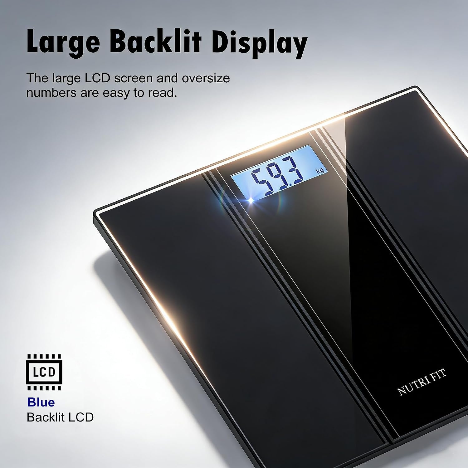 Scale for Body Weight Digital Bathroom Scale Large Size Black