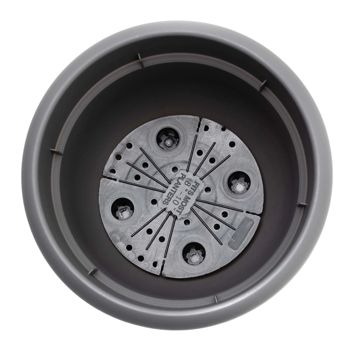 Ariana 16" Self-Watering Plastic Planter - Rolled Rim Indoor/Outdoor Garden Pot, Charcoal