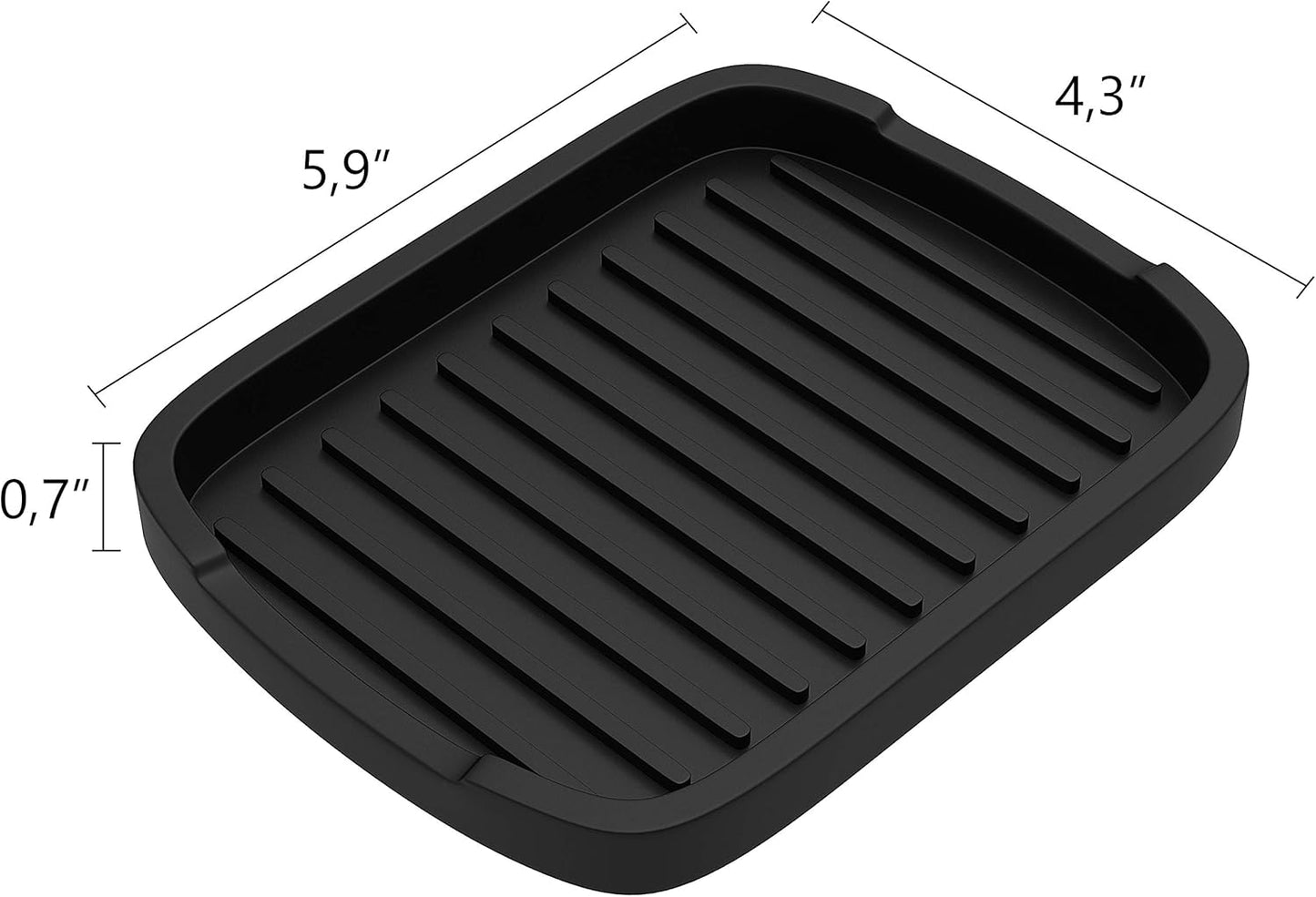 ZAPPOWARE Silicone Sponge Holder -Soap Tray - 5.9" X 4.33" Set -2Pcs (Black)