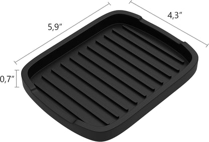 ZAPPOWARE Silicone Sponge Holder -Soap Tray - 5.9" X 4.33" Set -2Pcs (Black)
