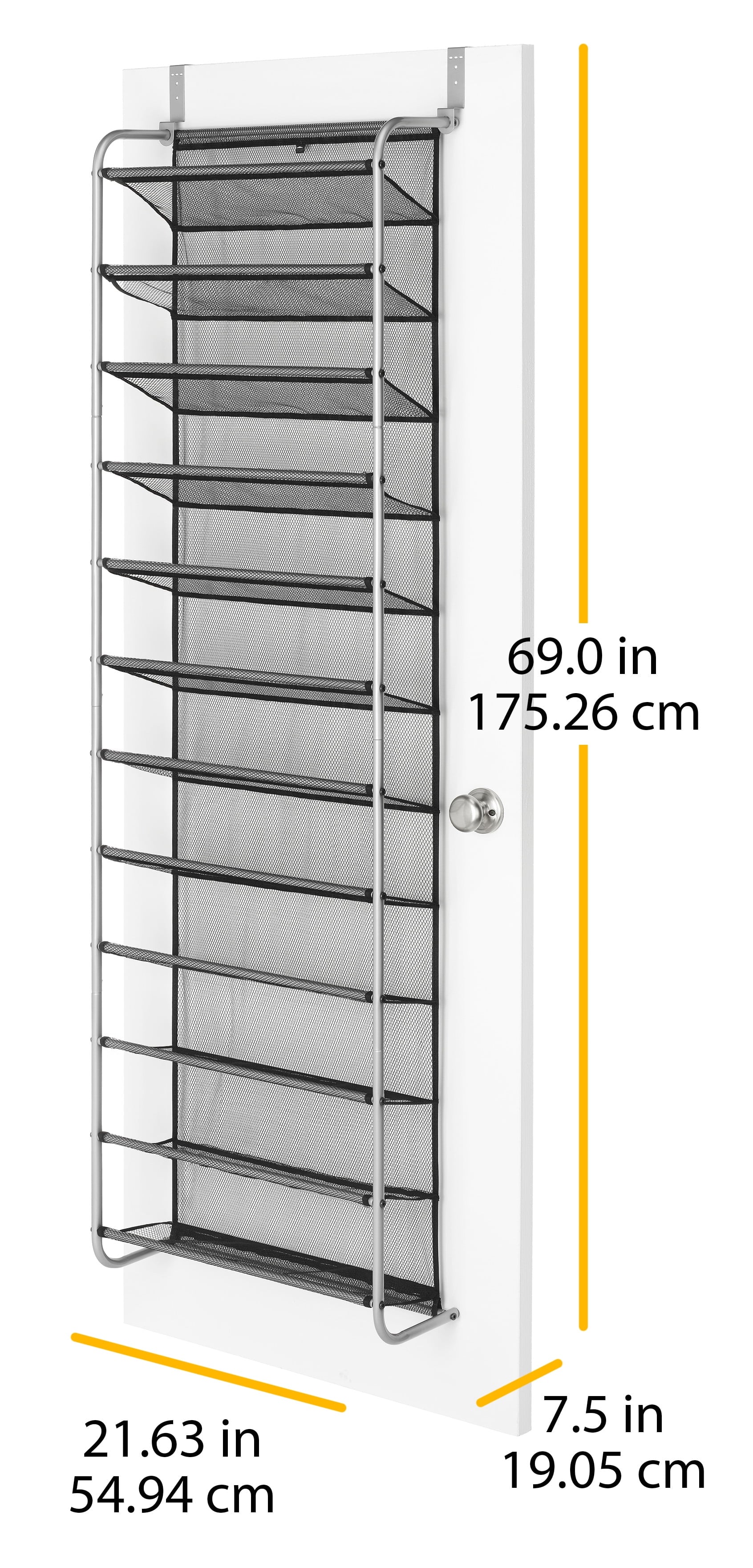Over-The-Door Shoe Rack, Fits up to 36 Pairs, Space Saving, Mesh Lined, Tear Resistant