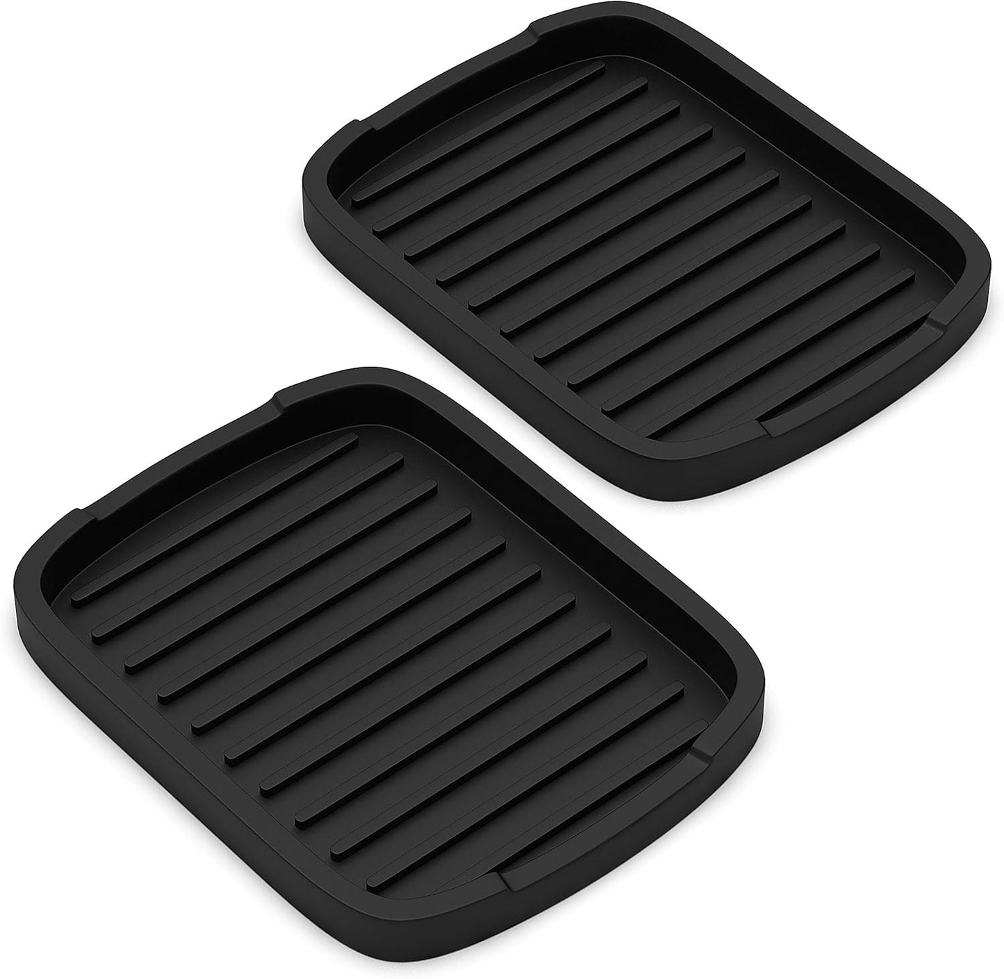 ZAPPOWARE Silicone Sponge Holder -Soap Tray - 5.9" X 4.33" Set -2Pcs (Black)
