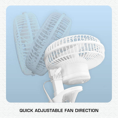 Classic Clip Fan with Tilt, 2 Speeds, White, 6In