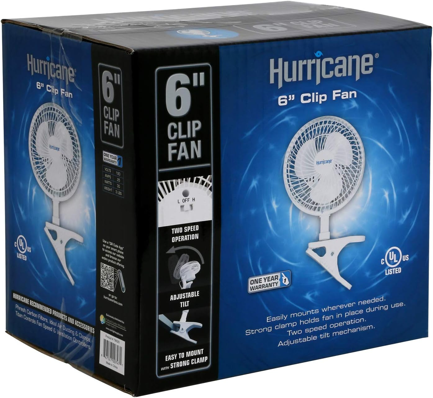 Classic Clip Fan with Tilt, 2 Speeds, White, 6In