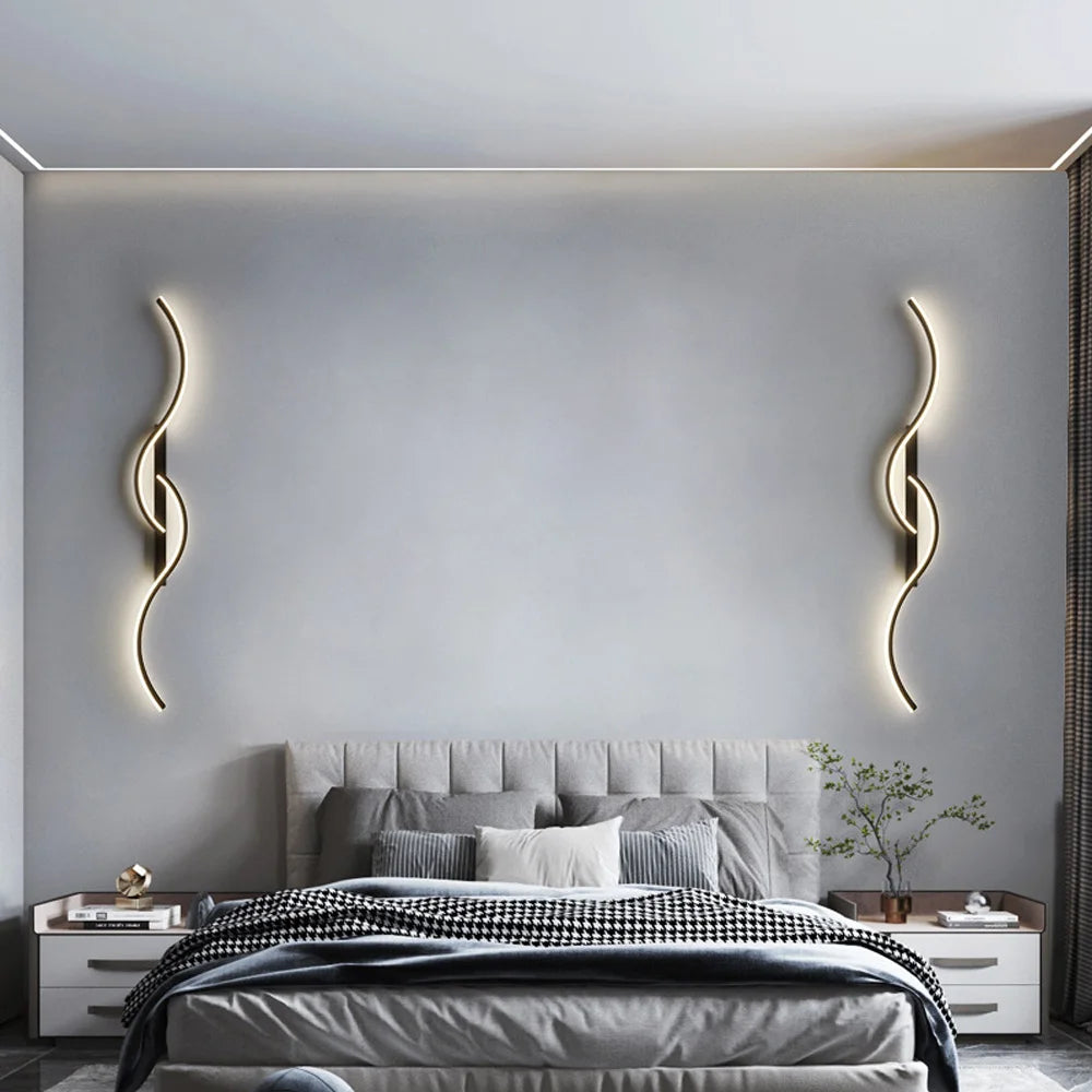 Modern LED Wall Lamp Minimalist Long-Strip Lighting Fixture for Tv Background Lighting in Living Room Bedside Lighting Bedroom