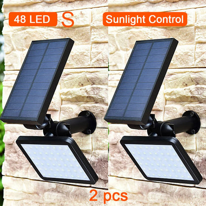 Solar Power Lamp 48 Leds Solar Street Light for Outdoor Garden Wall Yard LED Security Lighting Adustable Lighting Angle 280Lm