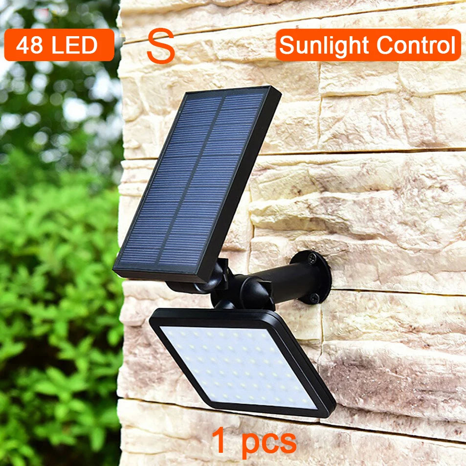 Solar Power Lamp 48 Leds Solar Street Light for Outdoor Garden Wall Yard LED Security Lighting Adustable Lighting Angle 280Lm