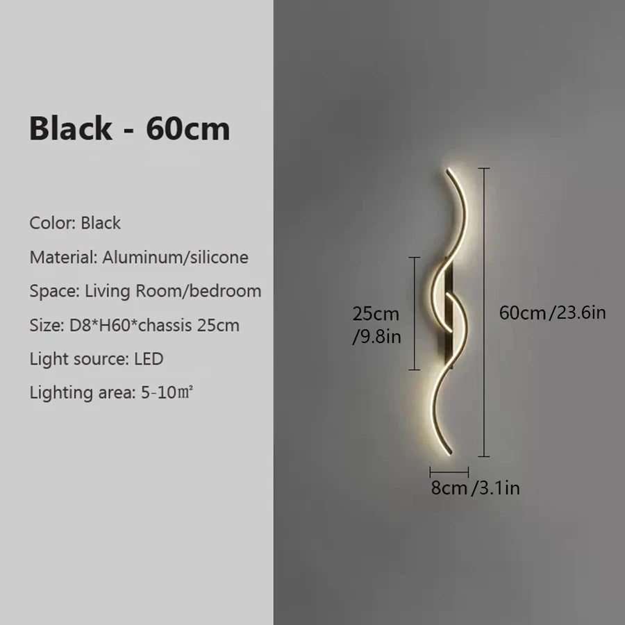 Modern LED Wall Lamp Minimalist Long-Strip Lighting Fixture for Tv Background Lighting in Living Room Bedside Lighting Bedroom