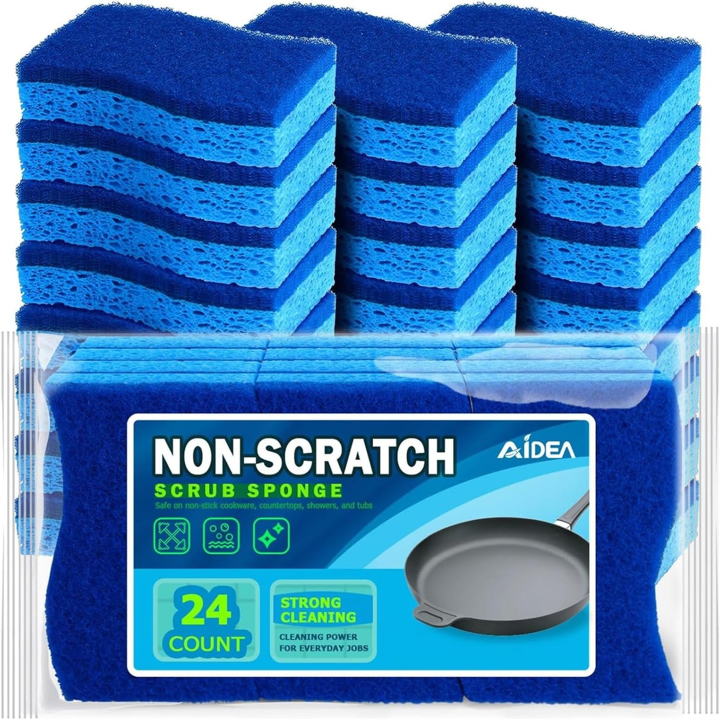 Non Scratch Scrub Sponge-24Count, Sponges Kitchen, Sponges for Dishes