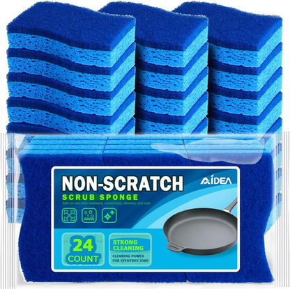 Non Scratch Scrub Sponge-24Count, Sponges Kitchen, Sponges for Dishes